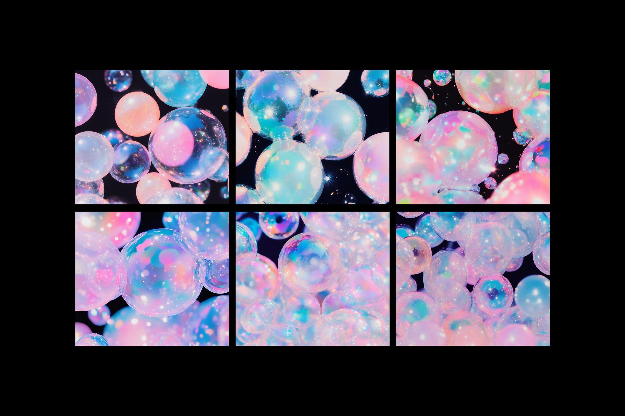 6款彩虹气泡设计背景JPG/PSD Iridescent Bubbles Backgrounds , 第4张