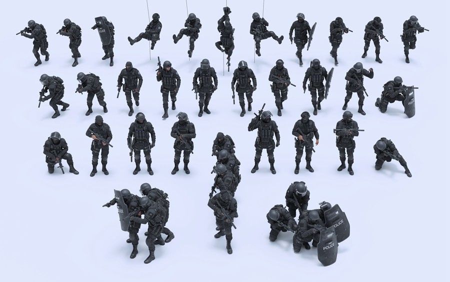 BMS出品反恐精英警察特警人物角色动作3D模型Blender/FBX/OBJ/UE格式素材 Big Medium Small – S.W.A.T , 第6张