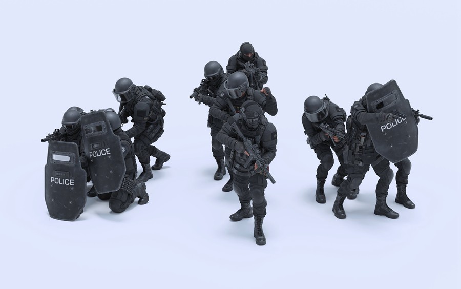 BMS出品反恐精英警察特警人物角色动作3D模型Blender/FBX/OBJ/UE格式素材 Big Medium Small – S.W.A.T , 第7张