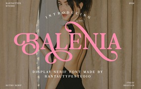 复古怀旧杂志品牌广告徽标设计衬线英文字体安装包 Balenia Retro Display Serif Font