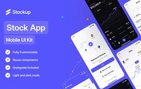 40+屏金融投资理财股票基金债券软件APP UI界面设计Figma模板套件 Stockup – Stock App UI Kit