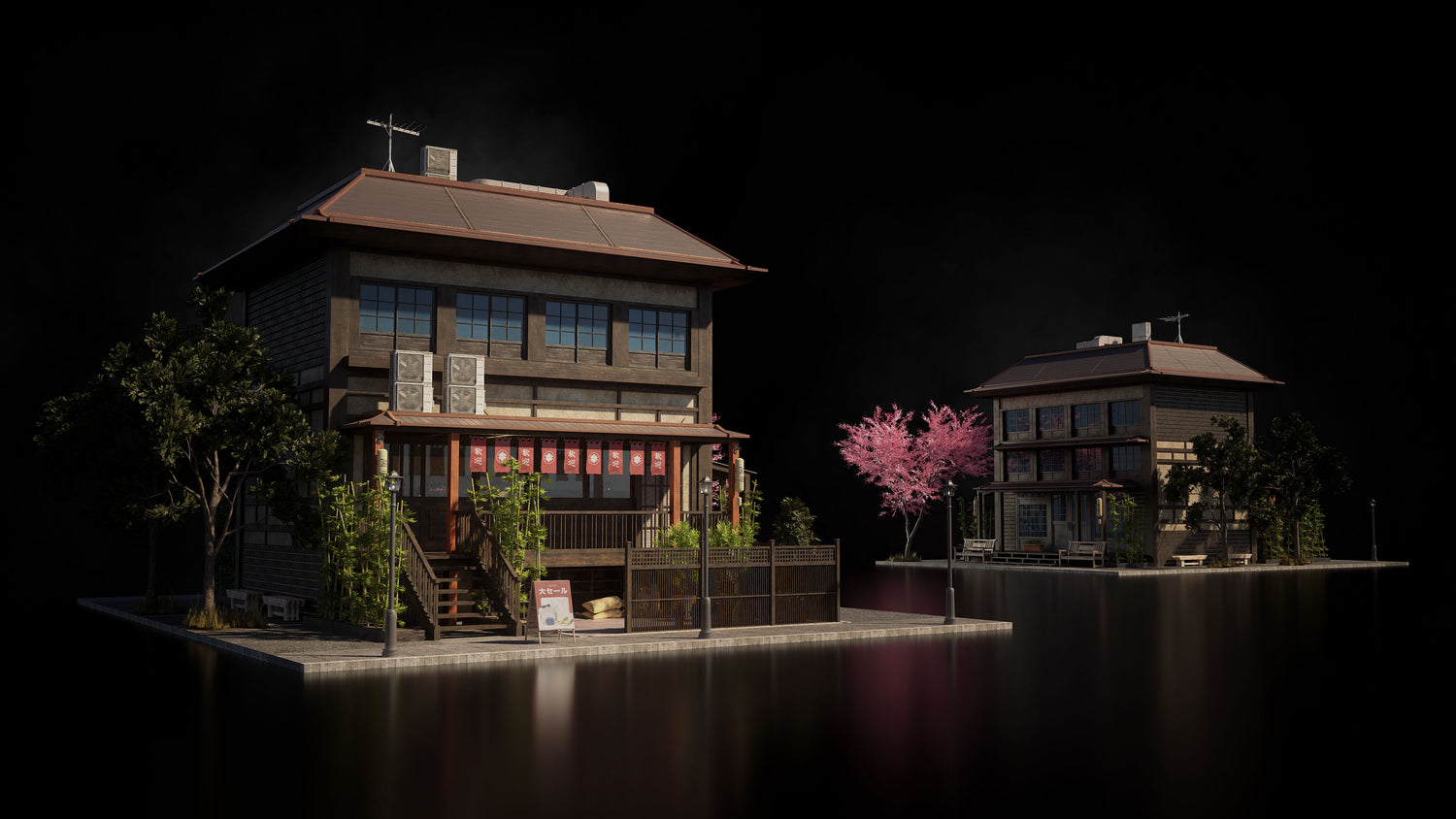 日本日式古典城市建筑楼房资产3D模型 Blender/FBX/OBJ格式 Kitbash3D – Japanese Neighborhoods , 第4张