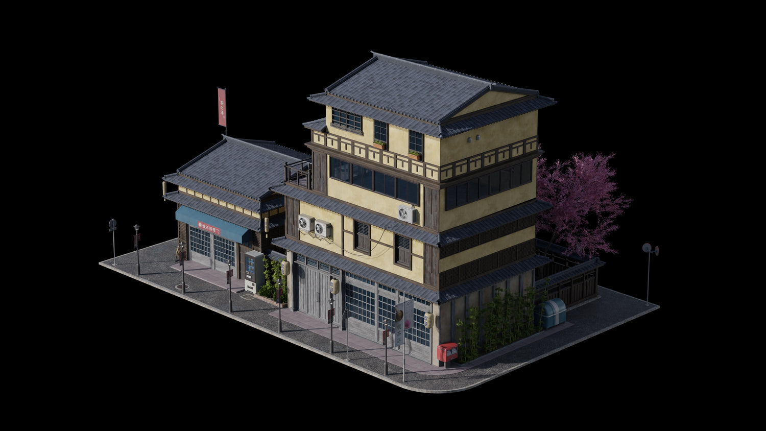 日本日式古典城市建筑楼房资产3D模型 Blender/FBX/OBJ格式 Kitbash3D – Japanese Neighborhoods , 第13张