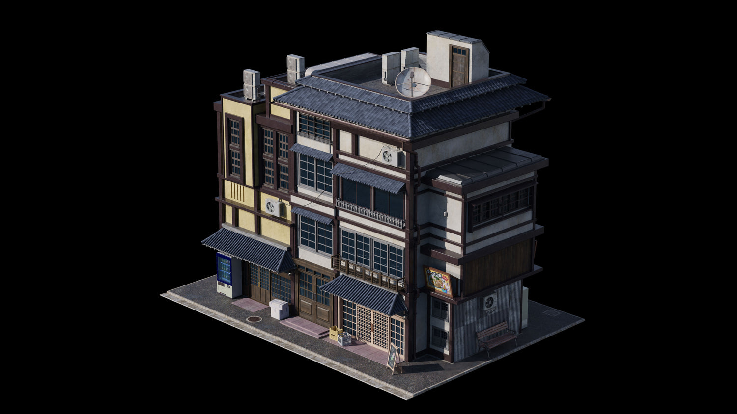 日本日式古典城市建筑楼房资产3D模型 Blender/FBX/OBJ格式 Kitbash3D – Japanese Neighborhoods , 第17张