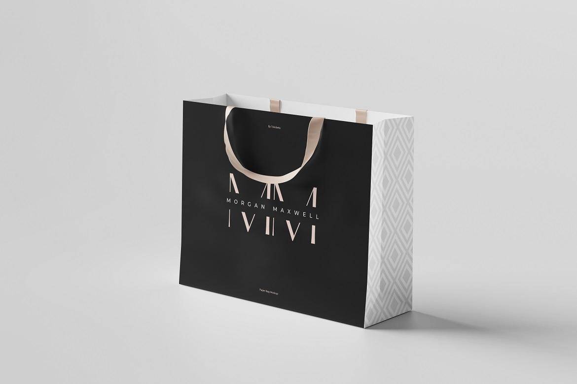 6款时尚多角度购物手提袋纸袋VI设计展示PS贴图样机模板素材 Shopping Bag Mockup , 第3张