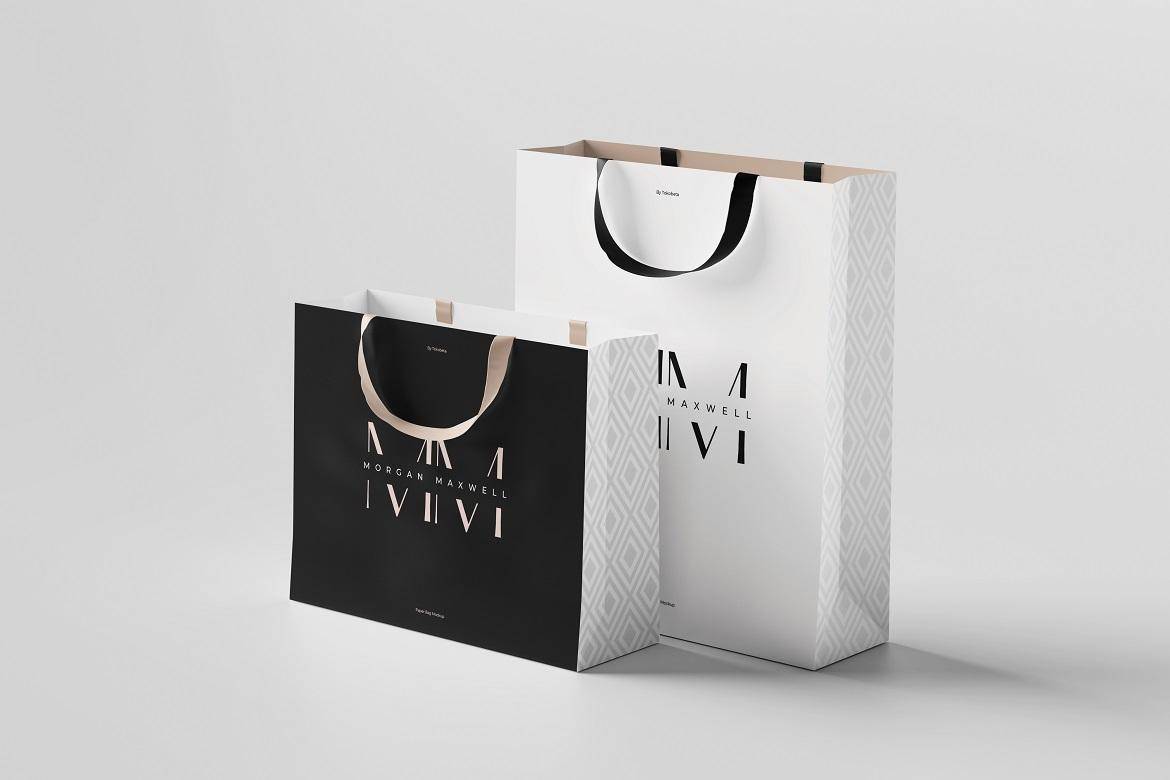 6款时尚多角度购物手提袋纸袋VI设计展示PS贴图样机模板素材 Shopping Bag Mockup , 第4张