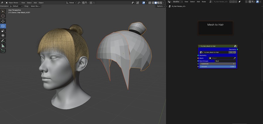 Blender预设：全新细腻感程序化头发形态颜色运动节点生成器 N_Hair_Nodes v2 , 第10张