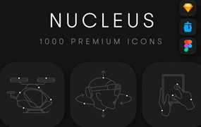 1000款独特极简多功能矢量线条图标Icons设计Figma/Sketch/AI格式素材 Nucleus Icon Set