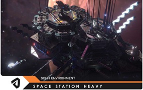 未来科幻太空基地空间站3D模型Unity素材 SciFi Space Station Heavy v1.1.1