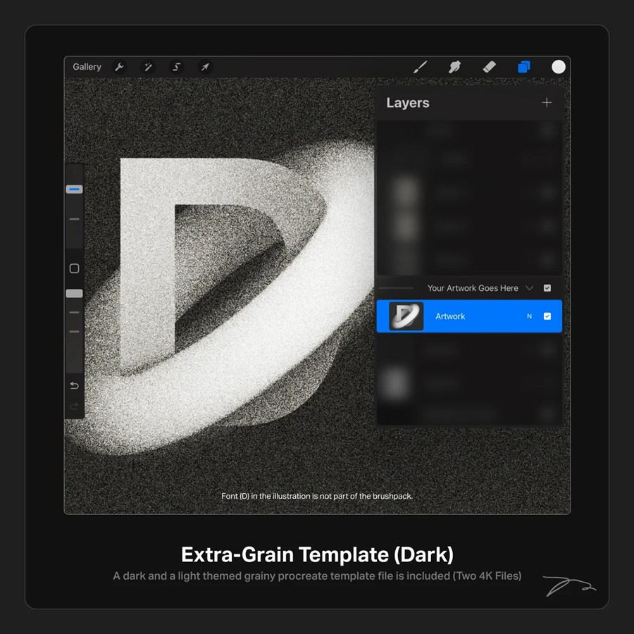 16款质感喷漆磨砂颗粒噪点绘画手写字Procreate笔刷预设模板套装𝗣𝗿𝗼𝗰𝗿𝗲𝗮𝘁𝗲 16 Glow Grain Brushes & Template files・𝙛𝙖𝙯𝙙𝙚𝙨 , 第6张