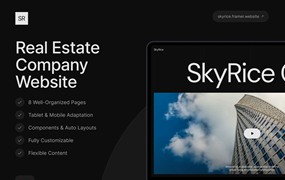 高级房地产开发商公司官网网站登录页面WEB UI设计Figma模板素材 SkyRice – Real Estate Company Website