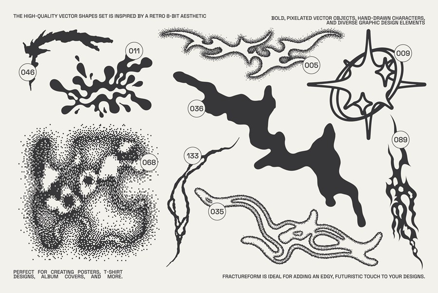144款复古Y2K像素化美学艺术实验性未来抽象几何AI矢量图形插画设计套装FractureForm Graphic Pack by Vanzyst , 第3张