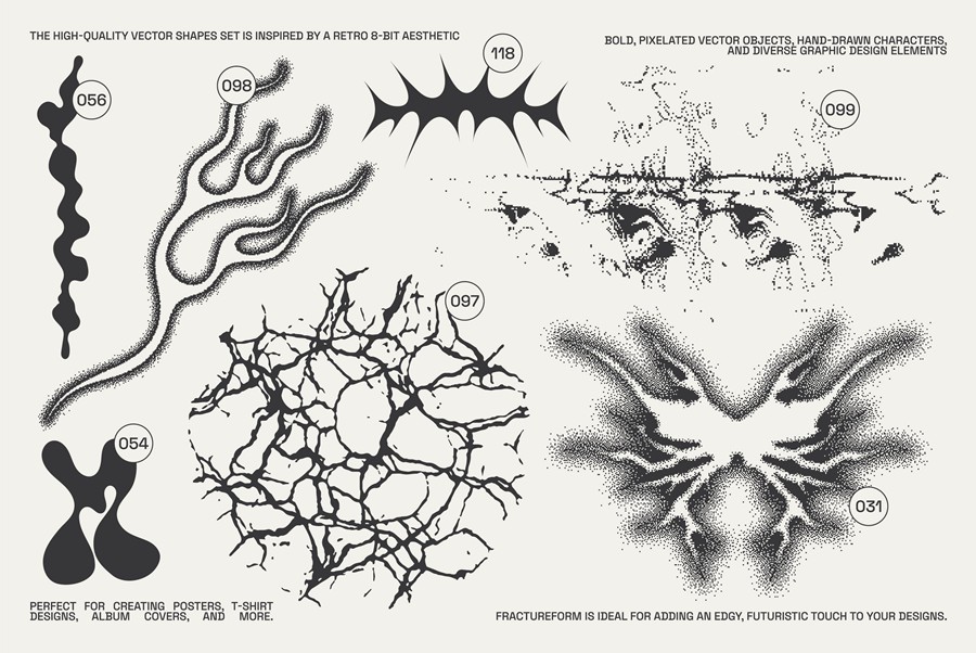 144款复古Y2K像素化美学艺术实验性未来抽象几何AI矢量图形插画设计套装FractureForm Graphic Pack by Vanzyst , 第6张