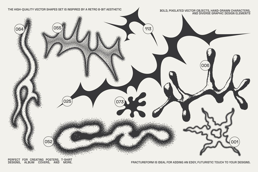 144款复古Y2K像素化美学艺术实验性未来抽象几何AI矢量图形插画设计套装FractureForm Graphic Pack by Vanzyst , 第7张