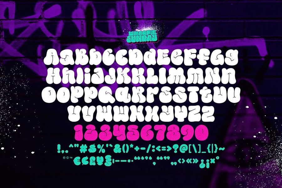 复古街头涂鸦品牌海报徽标设计装饰英文字体安装包 Whoopie Sunday — Bubble Graffiti Font , 第6张