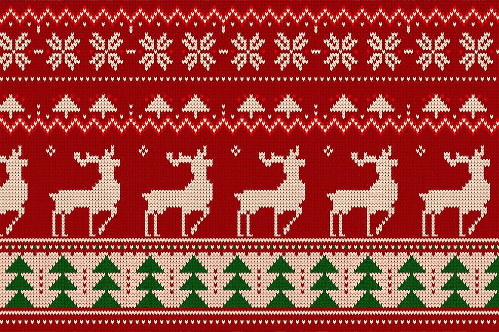 59款圣诞节复古毛衣针织纹理图案海报banner矢量AI/EPS插画背景合集Christmas Knitted Pattern , 第1张