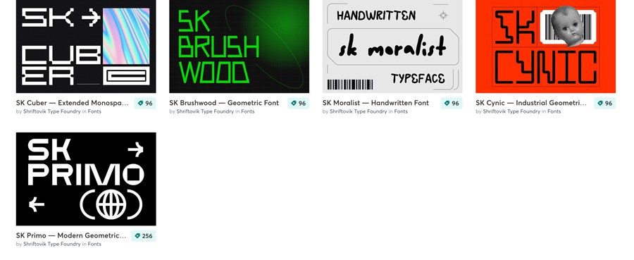Shriftovik 字体厂商 16种字体集合包 Complete SK Font Collection 设计素材 第2张