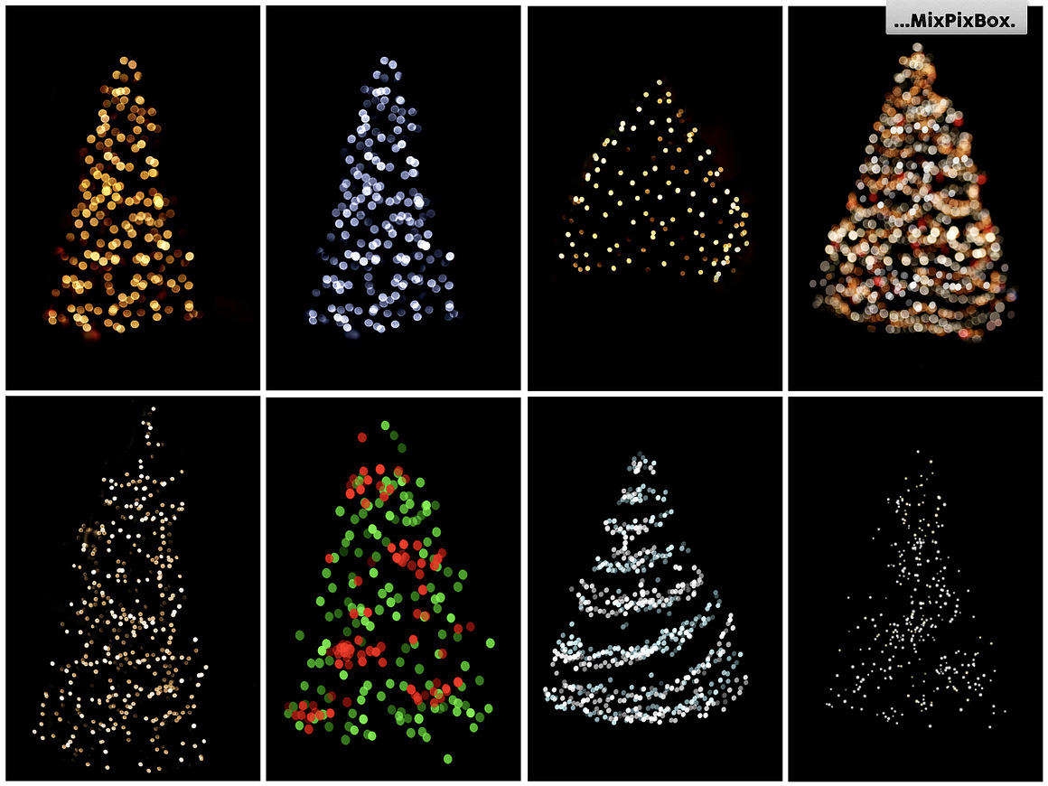 24种冬季圣诞节装饰灯光闪烁发光叠加层 Christmas Trees Lights Overlays , 第6张