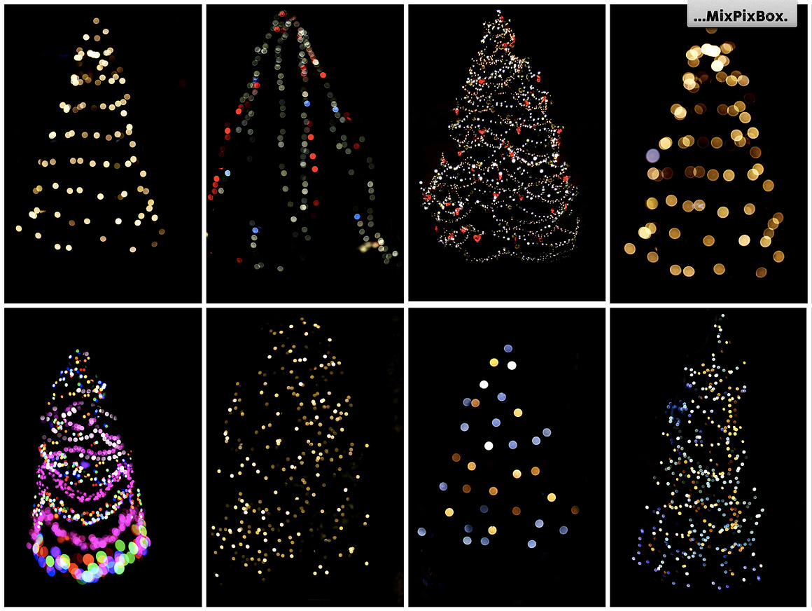 24种冬季圣诞节装饰灯光闪烁发光叠加层 Christmas Trees Lights Overlays , 第5张