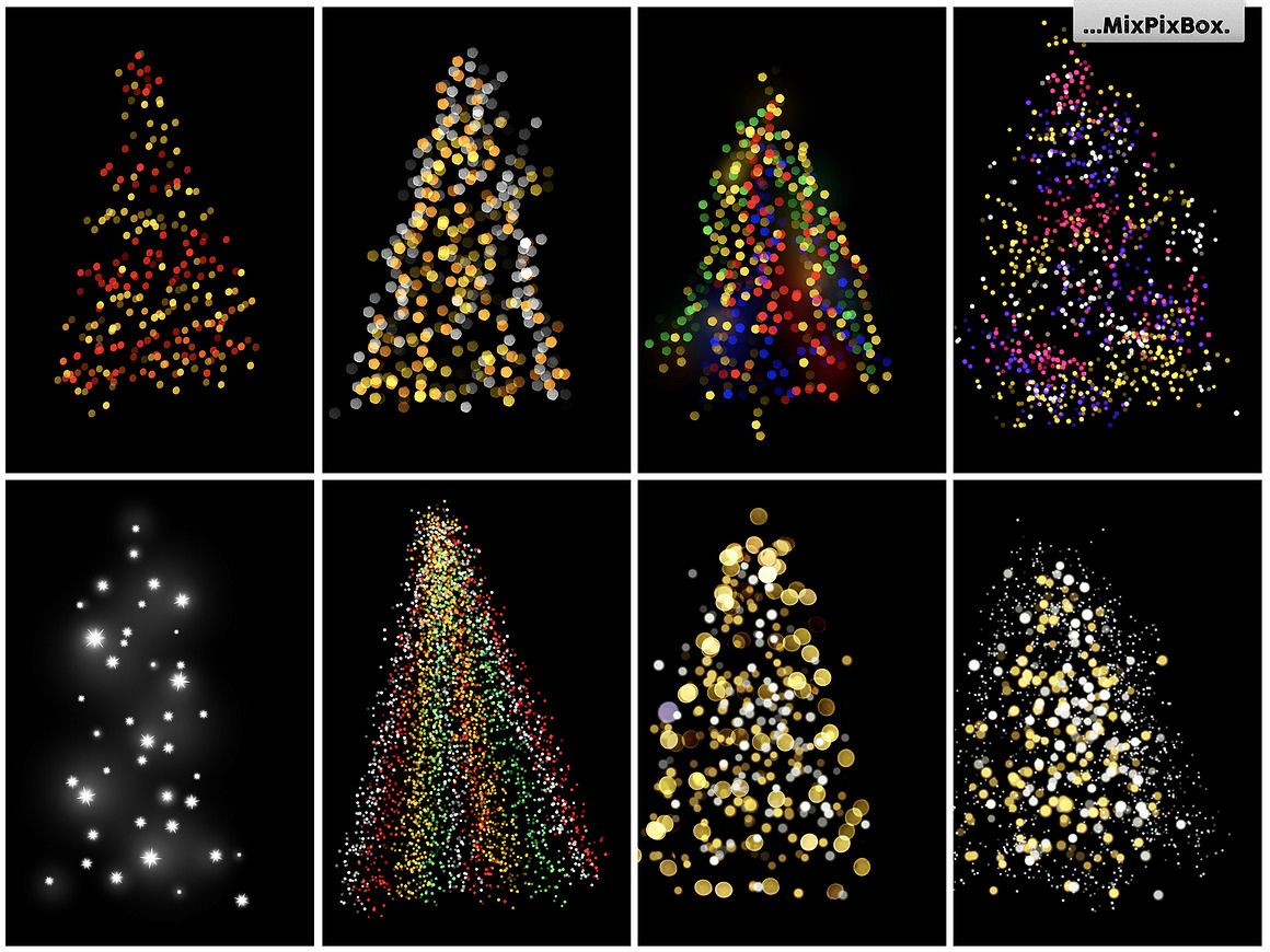 24种冬季圣诞节装饰灯光闪烁发光叠加层 Christmas Trees Lights Overlays , 第7张