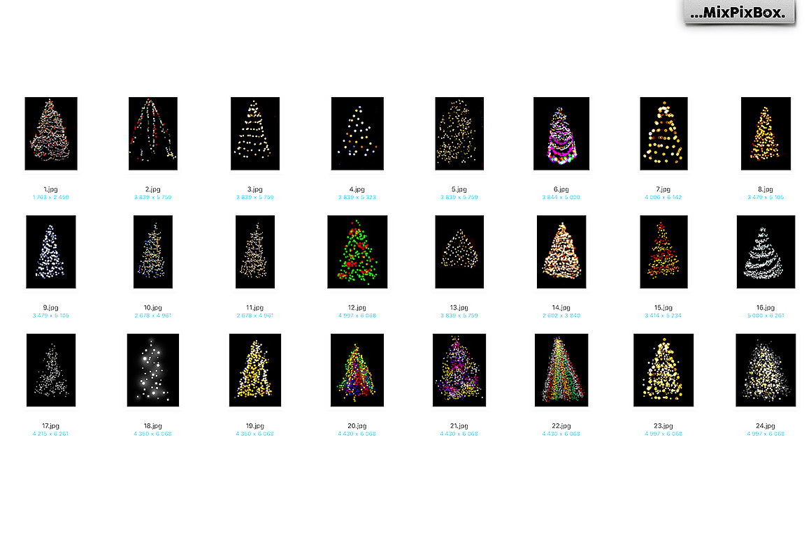 24种冬季圣诞节装饰灯光闪烁发光叠加层 Christmas Trees Lights Overlays , 第8张