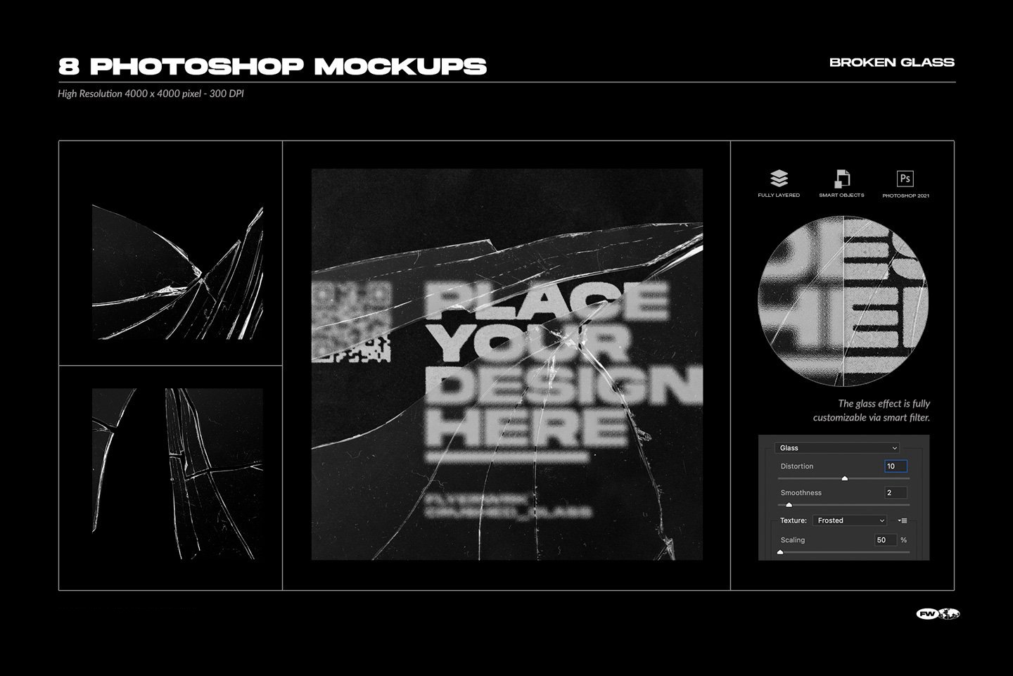 Flyerwrk Broken Glass Textures 破碎玻璃灰尘透明纹理高质量Photoshop样机 样机素材 第2张