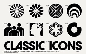 200款经典现代企业logo徽标标签几何抽象AI矢量图形图标设计套装Classic Icons Pack