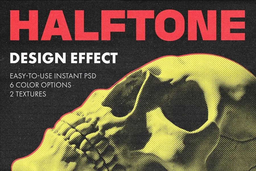 复古半色调riso打印复印照片效果ps特效滤镜样机 Halftone Design Effect 插件预设 第1张