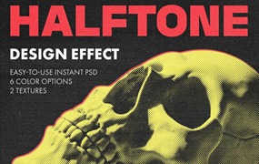 复古半色调riso打印复印照片效果ps特效滤镜样机 Halftone Design Effect