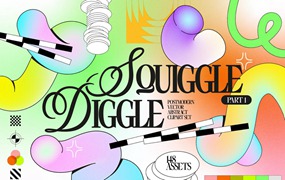 Postmodern Squiggle Vector Clipart 复古后现代波浪形PNG、AI矢量图抽象形状剪贴画