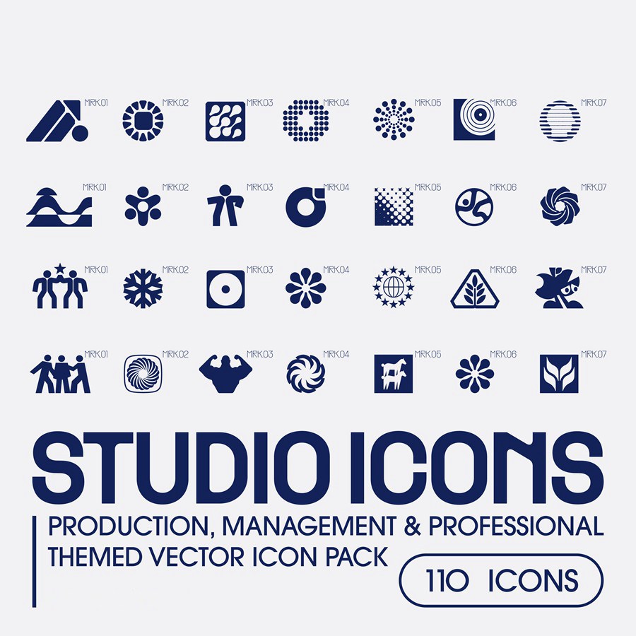 108款现代极简创意工作室企业logo徽标图形icon图标SVG矢量设计套装Studio Icons Set , 第1张