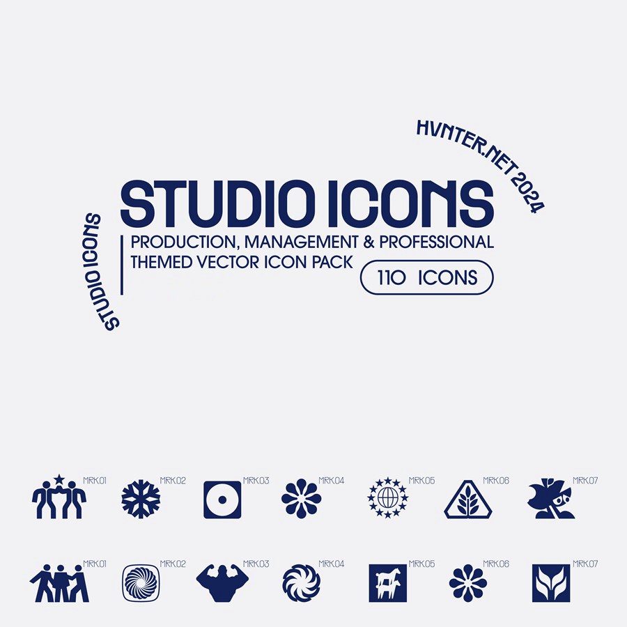 108款现代极简创意工作室企业logo徽标图形icon图标SVG矢量设计套装Studio Icons Set , 第3张