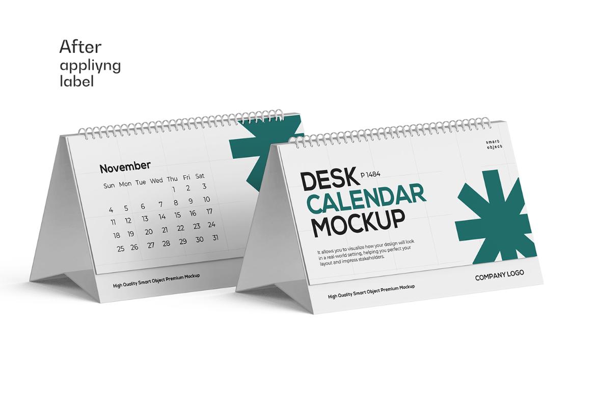 真实立式螺旋装订横版日历台历设计展示效果图PS贴图样机模板 Spiral Desk Calendar Mockup , 第7张