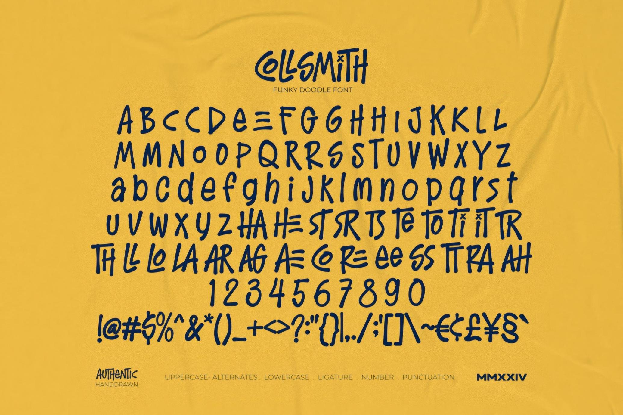 英文字体：复古马克笔真实笔迹墨迹涂改手写POP涂鸦艺术logo字体 Collsmith — Funky Doodle Font , 第6张