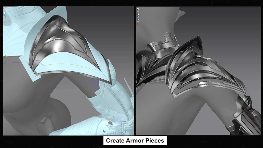 Zbrush/Substance Painter创建动漫角色盔甲衣服模型视频教程 HOW I CREATE ARMOR & CLOTHES with Marvelous Designer , 第7张