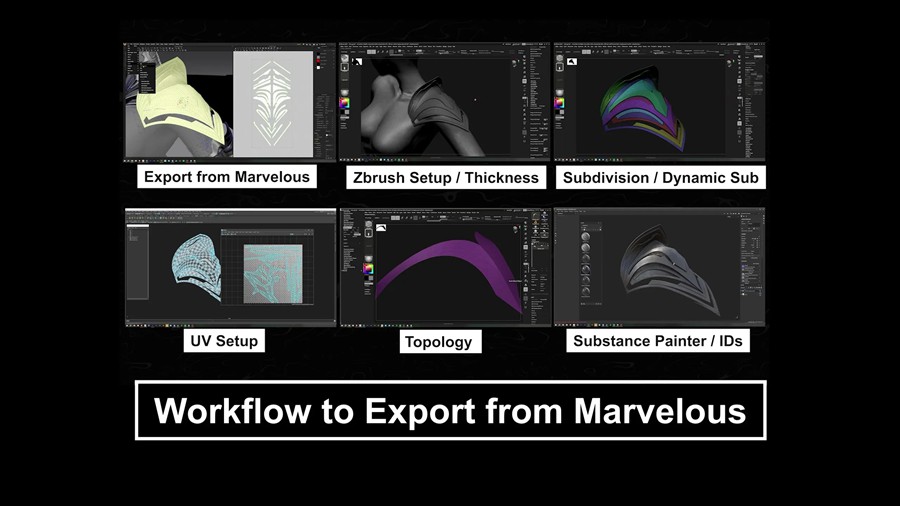 Zbrush/Substance Painter创建动漫角色盔甲衣服模型视频教程 HOW I CREATE ARMOR & CLOTHES with Marvelous Designer , 第13张