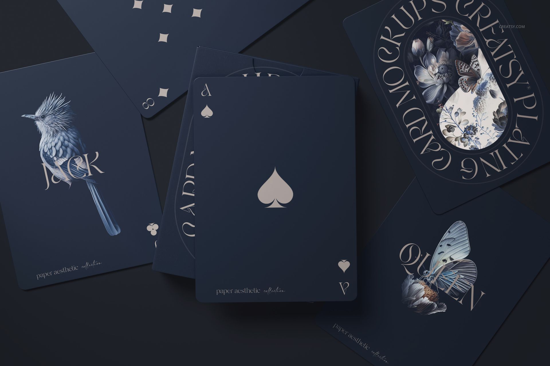 6款时尚扑克牌塔罗牌卡片设计展示效果图PSD样机模板素材 Playing Cards Mockup Set v.1 , 第9张