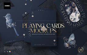 6款时尚扑克牌塔罗牌卡片设计展示效果图PSD样机模板素材 Playing Cards Mockup Set v.1