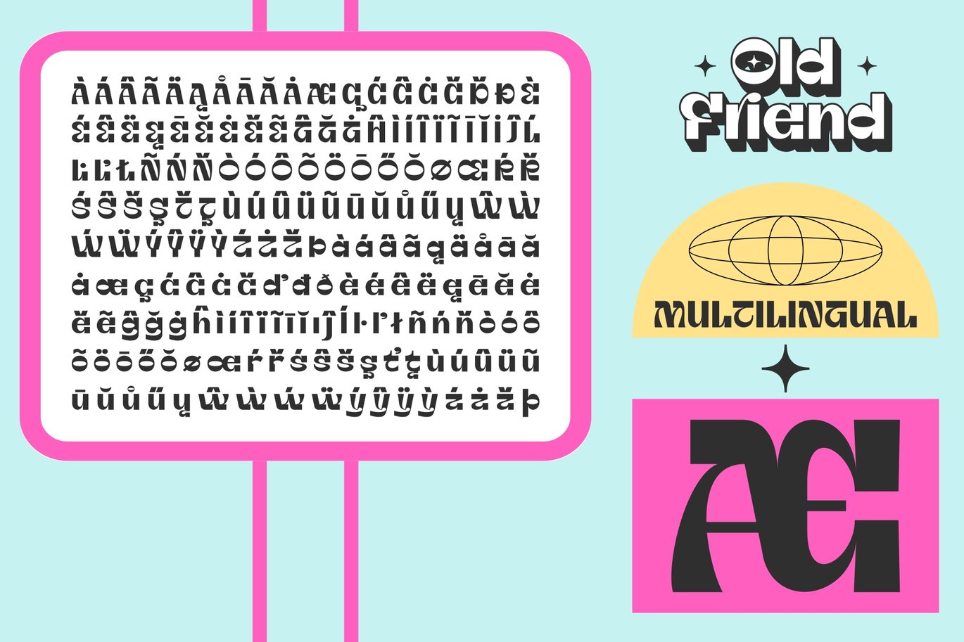 复古俏皮逆反差徽标Logo产品海报标题设计PSAI英文字体安装包 OldFriend – Display Font , 第9张