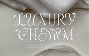 经典优雅奢华大写婚礼请柬logo标题设计PSAI衬线英文字体安装包Luxury Charm — Modern Ligature Font