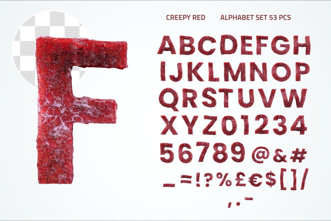 恐怖俏皮创意万圣节元素3D英文字母数字符号PNG免抠图设计素材Creepy PNG Alphabet , 第3张