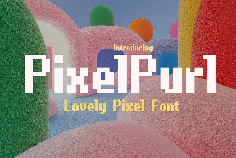 复古可爱像素风电子游戏设计装饰英文字体安装包 Pixel Purl – Lovely 8Bit Pixel Font , 第1张