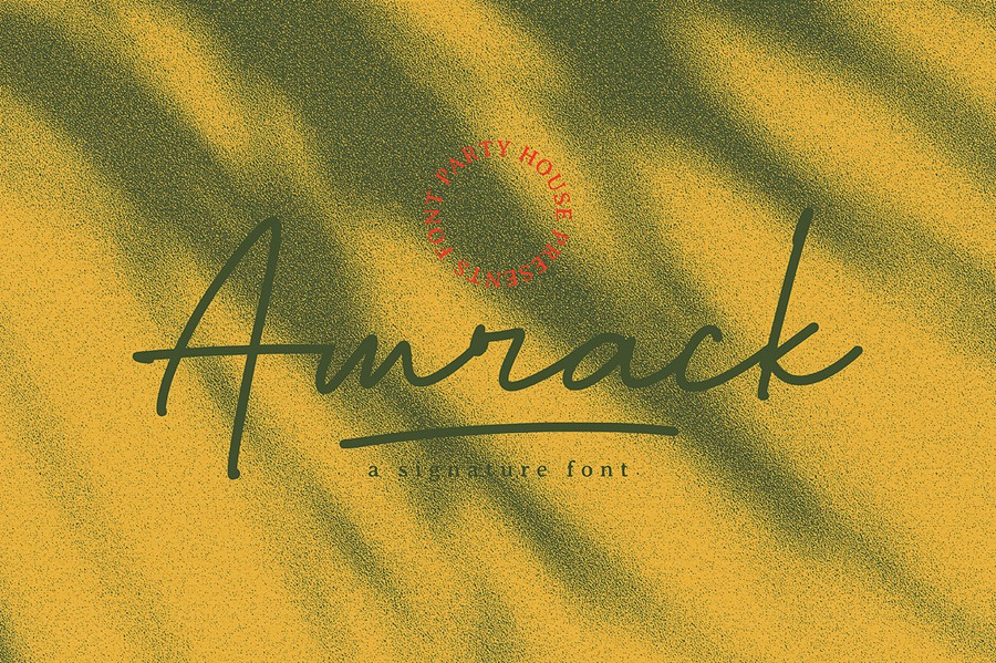 复古品牌杂志包装徽标设计手写英文字体安装包 Amrack Signature Font , 第1张