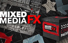 Cinepacks - Mixed Media FX 全新创意级嘻哈风格混合媒体报纸、磁带、塑料、胶片帧转场叠加纹理视频素材