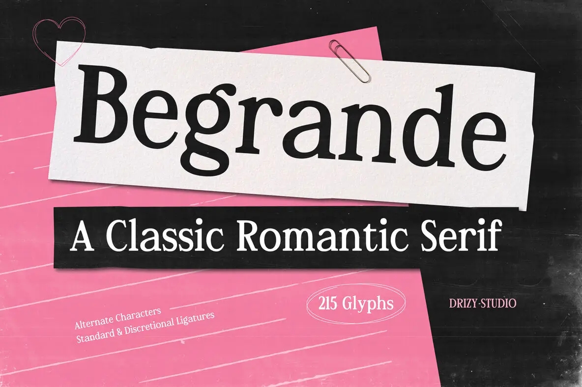 优雅复古杂志婚礼请柬徽标设计衬线英文字体安装包 Begrande – Classic Romantic Serif Font , 第1张