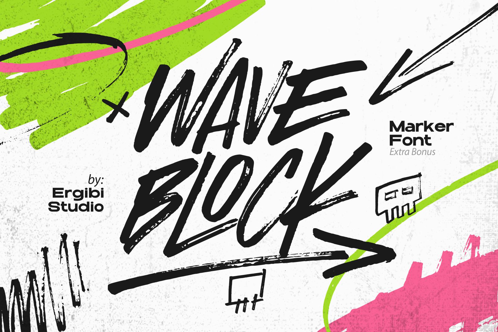 时尚海报包装服装徽标设计手写英文字体安装包 Wave Block , 第1张