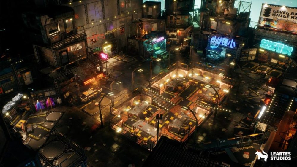 未来科幻赛博朋克城市建筑市场工厂3D模型资产UE格式Cyberpunk Rooftop Market Environment , 第4张