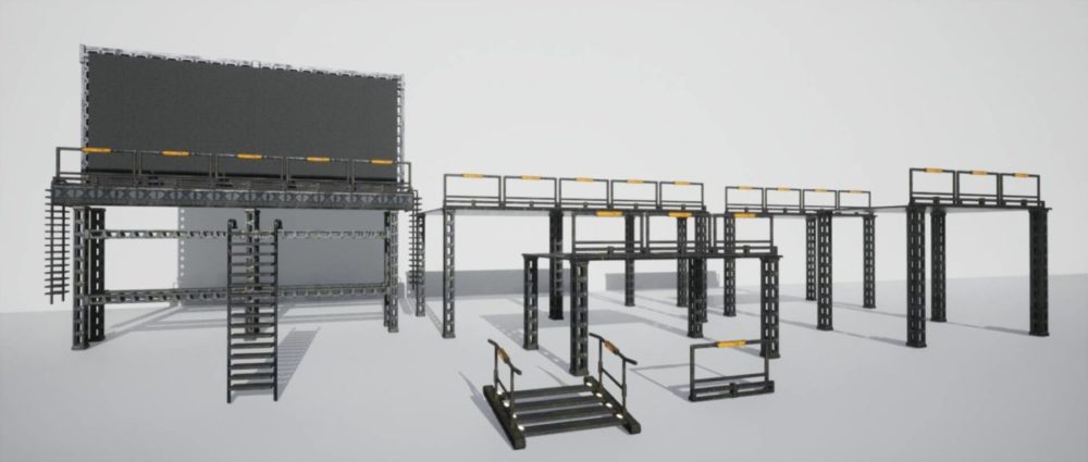 未来科幻赛博朋克城市建筑市场工厂3D模型资产UE格式Cyberpunk Rooftop Market Environment , 第25张