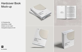 12款逼真硬皮书籍画册设计展示效果图PS贴图样机模板素材Hardcover Book Mockup