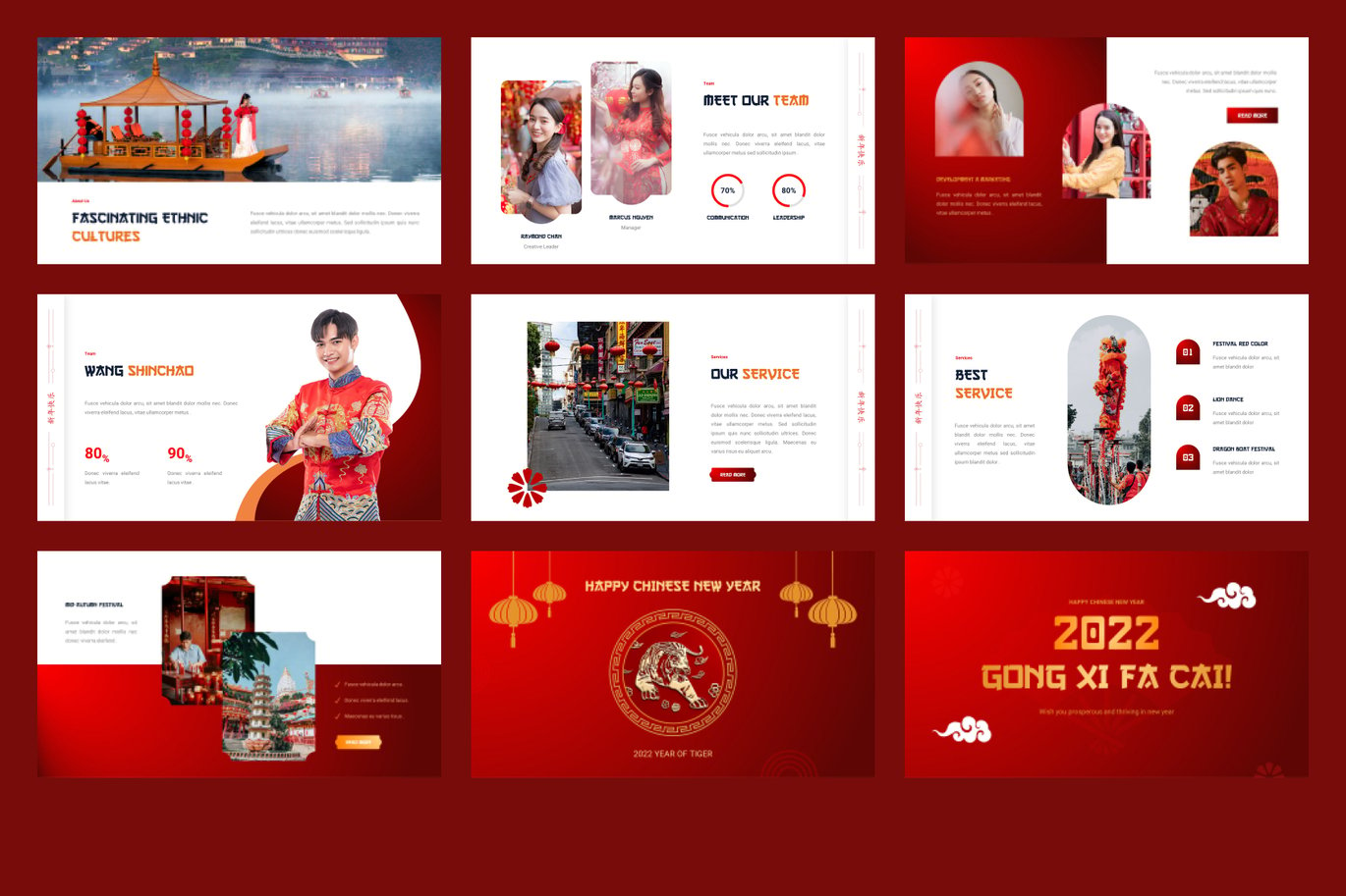 中国风农历新年春节节日年终报表简报图文设计PPT幻灯片模板Liongxi – Chinese Themes Powerpoint Template , 第5张